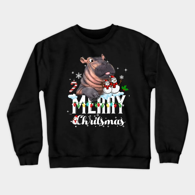 Funny Hippo Fiona Christmas Crewneck Sweatshirt by eldridgejacqueline